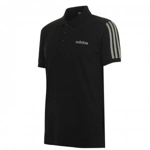 adidas Mens Cotton 3-Stripes Polo Shirt - Black/Khaki