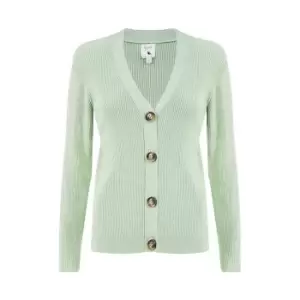 Yumi Green Ribbed Knitted Cardigan - Green