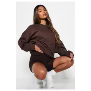 I Saw It First Oversized Sweatshirt With Pocket - Brown