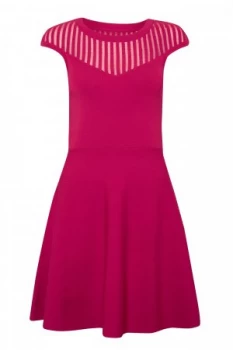 French Connection Rose Crepe Fit And Flare Dress Magenta