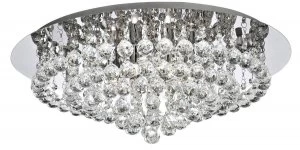 8 Light Semi Flush Ceiling Light Chrome with Crystals, G9