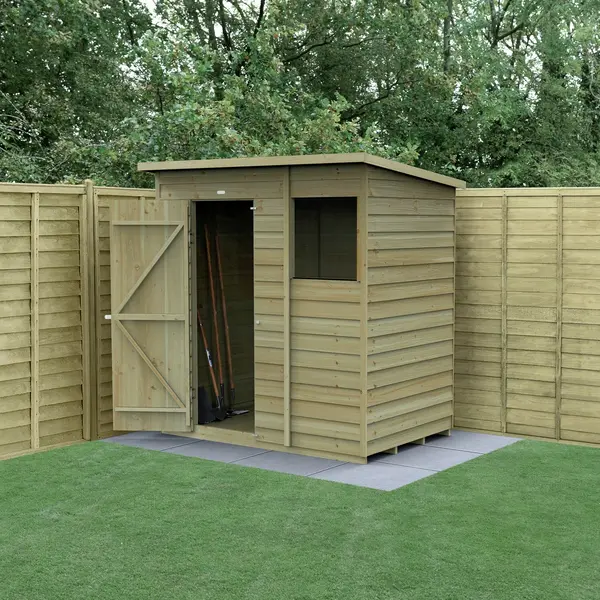 4Life Forest Garden Overlap Dip Treated Pent Shed - 6 x 4ft