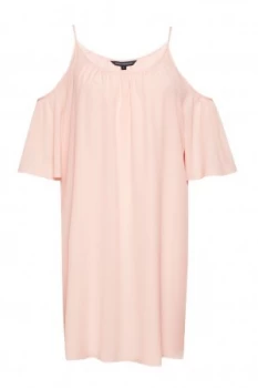 French Connection Crepe Light Cold Shoulder Dress Pink