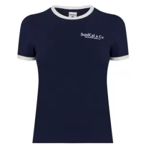 SoulCal Embroidered Ringer T Shirt Womens - Blue