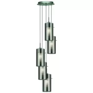 Searchlight Lighting - Searchlight Duo 2 - 5 Light Spiral Cluster Pendant Chrome, Smoked Glass Five, E14