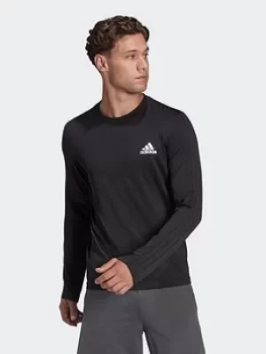 adidas Aeroready Motion Seamless Sport Long-sleeve Top, Black/White Size XS Men