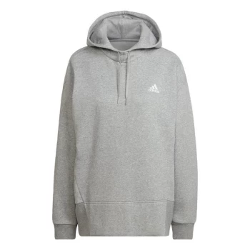 adidas Essentials Studio Fleece Hoodie Womens - Medium Grey Heather / White