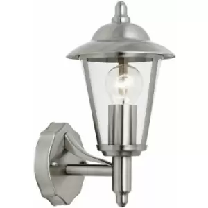 Loops - IP44 Outdoor Wall Lamp Stainless Steel Traditional Lantern Porch Door Uplight