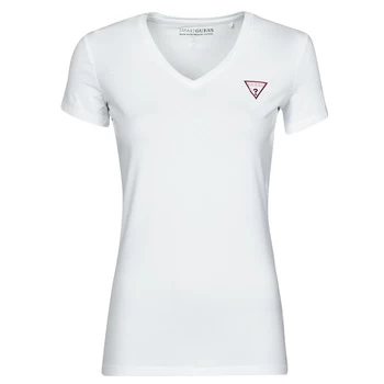 Guess SS VN MINI TRIANGLE TEE womens T shirt in White - Sizes S,L,XL,XS