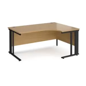 Office Desk Right Hand Corner Desk 1600mm Oak Top With Black Frame 1200mm Depth Maestro 25 MCM16ERKO