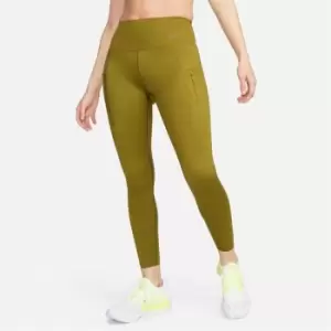 Nike Dri-FIT Go Womens Firm-Support Mid-Rise 7/8 Leggings with Pockets - Green