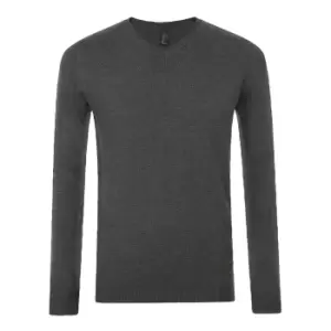 SOLS Mens Glory V Neck Sweater (L) (Charcoal Marl)