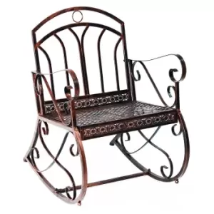 Outsunny Metal Single Chair 1 Seater Garden Outdoor Rocking Chair Vintage Style Bronze