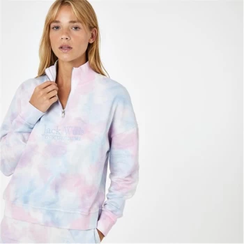 Jack Wills Honeylane Half Zip Sweatshirt - Multi Tie Dye