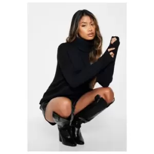 I Saw It First Recycled Roll Neck Oversized Jumper - Black