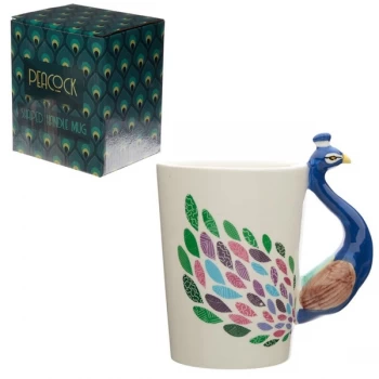 Peacock Ceramic Shaped Handle Mug