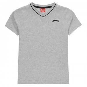 Slazenger V Neck T Shirt Junior Boys - Grey Marl