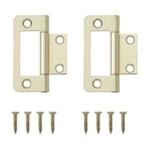 Brass effect Metal Flush hinge Pack of 8