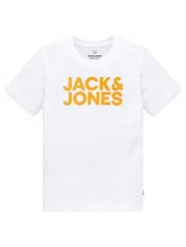 Jack & Jones Junior Boys Short Sleeve T-Shirt - White, Size 14 Years