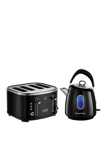 Russell Hobbs Stylevia Kettle &#38; 4 Slice Toaster Bundle Black 28131BU 28131BU