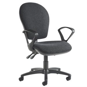 Dams Lento High Back Operator Chair with Fixed Arms - Charcoal