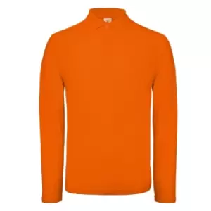 B&C ID.001 Mens Long Sleeve Polo (L) (Bright Orange)