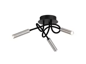 Semi Flush Ceiling, 3 Light Adjustable Arms, 3 x 5W LED Dimmable, 3000K, 930lm, Black, Aluminium