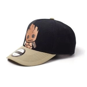 Marvel Comics - Kawaii Groot Unisex Adjustable Cap Cap - Black/Tan