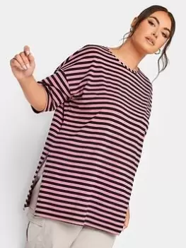 Yours SS Oversized Tee Black Pink, Black, Size 20, Women