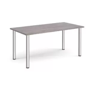 Rectangular chrome radial leg meeting table 1600mm x 800mm - grey oak