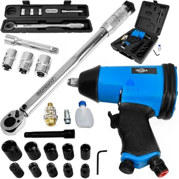 Torque Wrench 1/2" + Pneumatic Screwdriver Set 1/2" 17Pcs