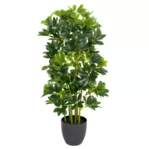 Greenbrokers Artificial Schefflera Umbrella Plant In Black Pot 95Cm/3ft