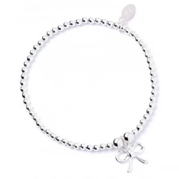 Bow Charm Sterling Silver Ball Bead Bracelet