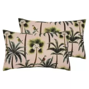 Evans Lichfield Palms Outdoor Twin Pack Polyester Filled Cushions Blush