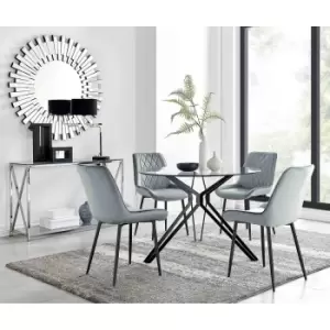 Furniture Box Cascina Dining Table and 4 Grey Pesaro Black Leg Chairs