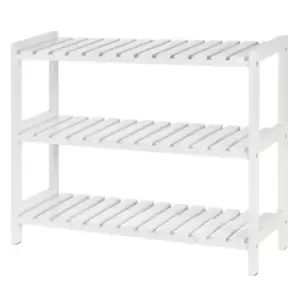 Homcom 3 Tier Shoe Rack Wood Frame Slatted Shelves Open Hygienic Storage 57X70Cm