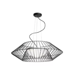 Aigio Ceiling Cage Pendant 3 Light Galss Steel Black