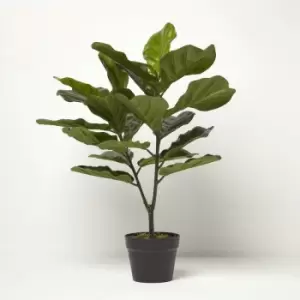 Homescapes - Artificial Fiddle Leaf Fig Tree in Pot, 75cm Tall - Green