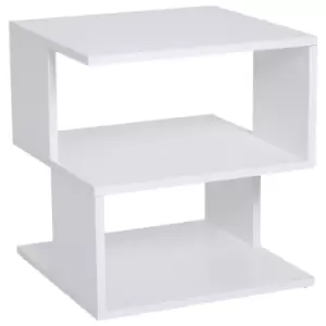 Homcom Modern Square 2 Tier Wood Side Table Shelf Rack White