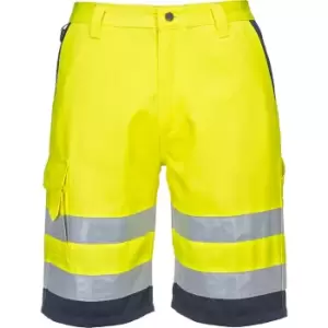 Portwest Mens Class 1 Hi Vis Poly Cotton Shorts Yellow / Navy L