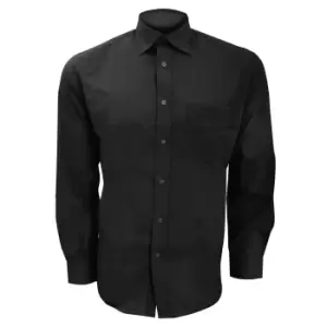 Kustom Kit Mens Long Sleeve Business Shirt (18inch) (Black)