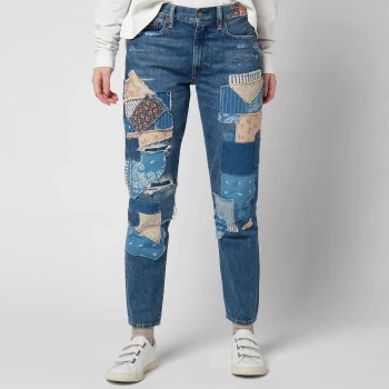 Polo Ralph Lauren Womens Relaxed Boyfriend Patchwork Jeans - Burns Wash - W28