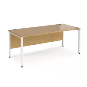 Office Desk 1800mm Rectangular Desk With Bench Leg Oak Tops With White Frames Maestro 25