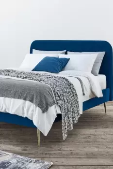 Elona Navy Blue Velvet Upholstered Bed Frame