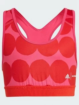 adidas Junior Girls Marimekko Believe This Aeroready Training Bra - Pink/Red, Pink/Red, Size 9-10 Years, Women