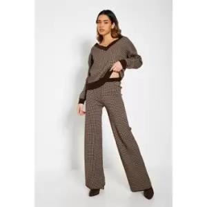 I Saw It First Monogram Knit Wide Leg Trousers - Brown