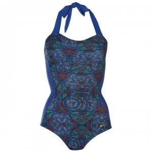 Slazenger Halter Swimsuit Ladies - Navy/Purple