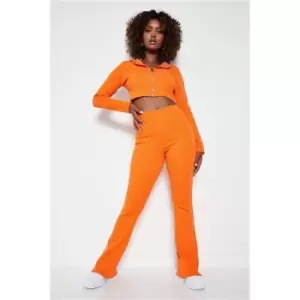 I Saw It First Orange Recycled Ribbed Wide Leg Trousers - Orange