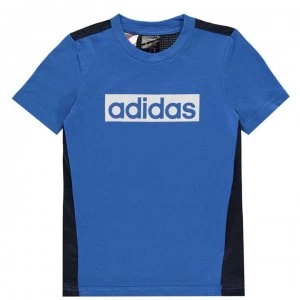 adidas Climalite Box Logo T Shirt Junior Boys - Blue