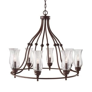 8 Light Multi Arm Chandelier Antique Bronze Finish, E14